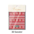 3D relief nail art stickers featuring red winter sweater patterns and white snowflakes MS-24 - Vintage Red White Sweater Texture (MS24)