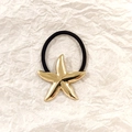 Polished gold starfish hair tie with a black high-elastic band for women - Gold Starfish 5cm