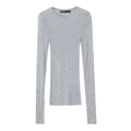 Slim fit grey long sleeve cotton T-shirt with a minimalist round neck design - S / Gray