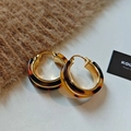 Boucles d'oreilles créoles rondes en acétate écaille dorées à l'or 18 carats vintage - 60# Anneau Vintage Écaille de Tortue Doré (Dormeuse)