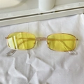 Retro rectangle sunglasses with yellow lenses and thin gold metal frames for a Y2K look - Rectangular Gold Frame Yellow Lens
