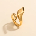Detailed view of snake-head design on 18K gold plated adjustable stainless steel ring - US 7 / Gold Snake Ring