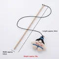 Japanese sumo plush teaser wand with natural wood stick and silver bell for cats - Sumo Wrestler Wood Rod Wand