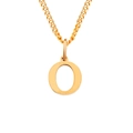 Collar de oro pulido con colgante de letra O mayúscula y cadena de eslabones finos - Letra O (Oro Rosa)