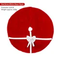 Plush red Christmas tree skirt with white bow decor, 120cm diameter holiday ornament - White Bow Red Base