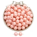 Glossy round pink acrylic beads for DIY jewelry making and handmade bracelet supplies - Orange Pink