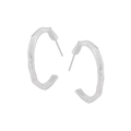Orecchini a cerchio in argento sterling S925 strutturati con motivo a roccia e finitura - Argento