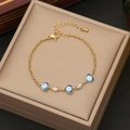 Elegante pulsera de acero dorado con amuletos de corazón de ojo turco azul y circonitas - Estilo de Ojo Turco en Forma de Corazón (2#)