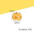 Cartoon orange cat alloy pendant for DIY jewelry, 22mm size with enamel finish - Cat Eating Drumstick