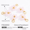 Stainless steel pink flower charms with 18k gold center for DIY jewelry making - Light Pink Flower Jewelry Accessory (PJ91605D)