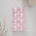 Set di 8 palline di Natale rosa chiaro iridescenti da 6cm con cappucci d'argento in scatola - Medio / Rosa fantasma