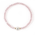 Bracelet en perles de cristal rose avec œil protecteur et entretoises dorées - Rose