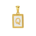 Goldener Edelstahl-Anhänger mit Perlmutt-Einlage und eingraviertem Buchstaben Q - Buchstabe Q