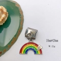Detailed view of rainbow Love Wins charm for 10mm Italian link bracelets - Model 129-Heart Rainbow
