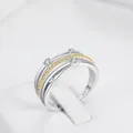 Anello multistrato in argento sterling S925 con placcatura in oro e zirconi chic - Taglia US 5 / Argento Oro