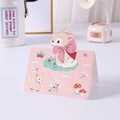 Pink cartoon deer greeting card with a large bow and smile text for birthday gifts - Sika Deer