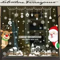 Christmas window static stickers with Santa, reindeer and white snowflake house patterns - Set XC008+XC028+BQ143