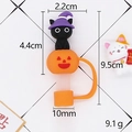 Halloween black cat witch on pumpkin 10mm reusable straw cover cap for water bottles - Pumpkin Cat / Bagged without Straw
