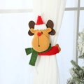 Christmas reindeer curtain tieback with plush deer figure and festive red hat decoration - Christmas Reindeer