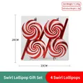 Set of 4 Christmas red and white spiral candy cane ornaments with glitter finish - Spiral Lollipop Ornament Set (4 Pcs)