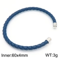 Geflochtenes dunkelblaues Lederarmband mit silbernen Metallenden, 60x4mm Größe - Dunkelblaues Lederband Silbernes Metallende (KB183584-KLHQ)
