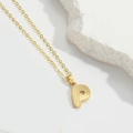 Minimalist gold letter P pendant necklace with honeycomb texture and slender chain - Letter P
