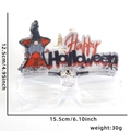 Detailed dimensions of LED Halloween party glasses with felt wizard and pumpkin decor - Gnome Letters