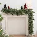 Lush 200cm Christmas PE garland with pine cones on a classic white mantelpiece decor - Style D Rattan (200cm)