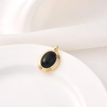 Pendentif ovale noir minimaliste avec cadre en métal doré ondulé pour bijoux - Type F Ovale Texturé / Doré