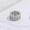 Polished S925 sterling silver spacer bead with double-row cubic zirconia inlay - Double Row Zirconia Large 6mm / White Gold