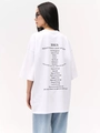 White oversize cotton t-shirt for women featuring black Jesus letter print on back - S / White