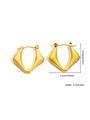 Detail showing gold geometric rhombus earrings dimensions 2.5cm height and 2.3cm width - Gold Geometric Rhombus Brushed Style (#0164)
