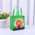 Groene Halloween-cadeautas van vliesstof met pompoenmotief en Trick or Treat-opdruk - 22*22*10cm / Halloween Groen