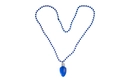 Collana di perline blu con pendente a lampadina natalizia disposta a forma di cuore - Collana di perline blu