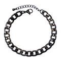 Polished gunmetal stainless steel Cuban link bracelet with lobster clasp and extension - Black (YB-827BLK)