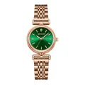 Women's quartz watch featuring rose gold metal strap and sunray green dial with diamond - Rose Gold Green (Steel Strap)
