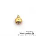 18K gold plated smiley face pendant in 316 stainless steel with size and weight info - Round Smile Face