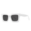 Modern square white frame sunglasses with dark grey lenses and metallic dots - White Black Grey