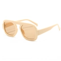Gafas de sol aviador retro con montura crema beige y lentes tintadas naranja claro - Marco Beige Marrón Claro