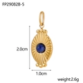 Vintage gold oval titanium steel pendant with sunburst texture and lapis lazuli stone - Blue (FP29082B-5)