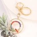 Close-up of golden letter Q keychain featuring colorful rhinestones and metal lobster clasp - Letter Q