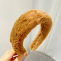 Close-up of soft brown faux fur headband showing plush texture and high-quality material - Solid Faux Mink Fur / Coffee (Solid Plush)