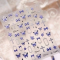Stickers à ongles 3D vintage violets avec nœuds papillon et motifs papillon - Relief de Papillon et Noeud Rétro(M-1061)