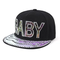 Hip-hop baseball cap with BABY rhinestone lettering and studded iridescent brim - Adult (55-60cm) / Black
