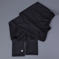 Detail view of black cooling ice silk sun sleeves with thumb holes and logo print - M / Black