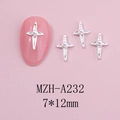 Dettagli dei ciondoli per unghie a croce argento con perle bianche, 7x12mm, modello MZH-A232 - Stile Perla Bianca Argento (A232)