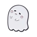 Épingle fantôme en émail blanc mignon avec joues roses, badge de dessin animé stylé - Style Fantôme Souriant (XZ8972)