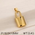 Polished gold stainless steel padlock pendant, dimensions 18.5X10MM, weight 3.4G - Slender Lock Pendant (KP120421-Z)