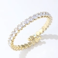 Minimalist gold heart link bracelet with clear sparkling cubic zirconia stones - Gold Base with Clear Rhinestone Heart (B00432-23)