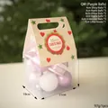 Christmas ornament set with purple and white balls in a transparent gift box with handle - Purple White Handbag Style (Q-A02-55)